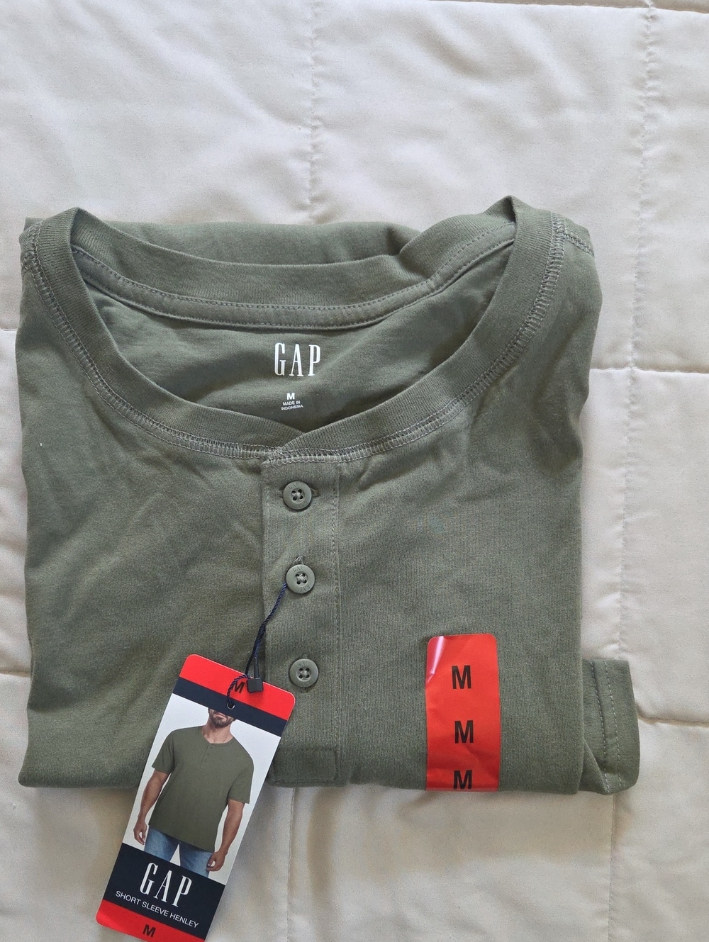 GAP Olive Green Short Sleeve Henley Tee